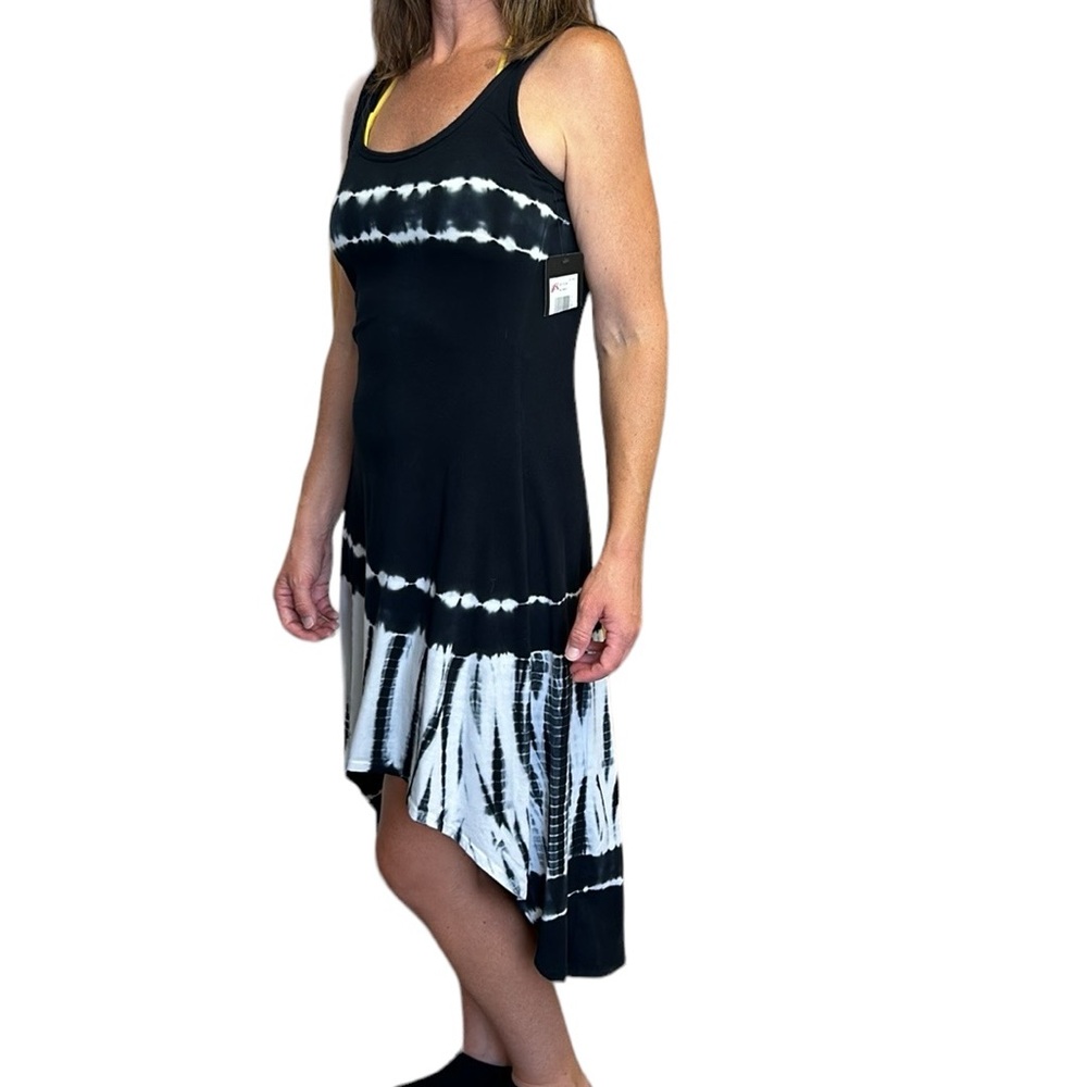 NWT Andrew Marc Dress New York Performance Black‎ Hi lo Tie Dye Tank Top M